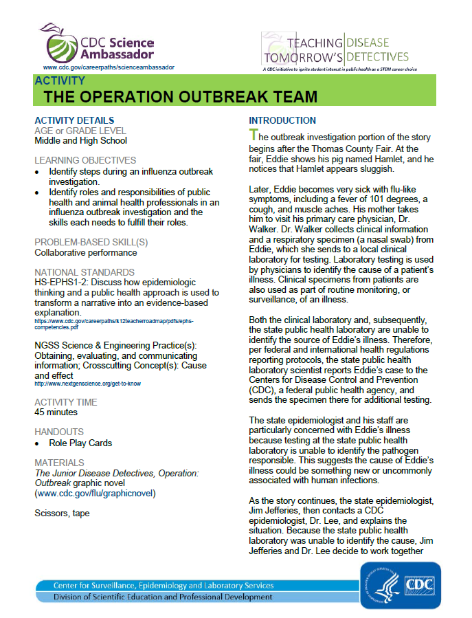 OPERATION OUTBREAK: Classroom Activity (English only)